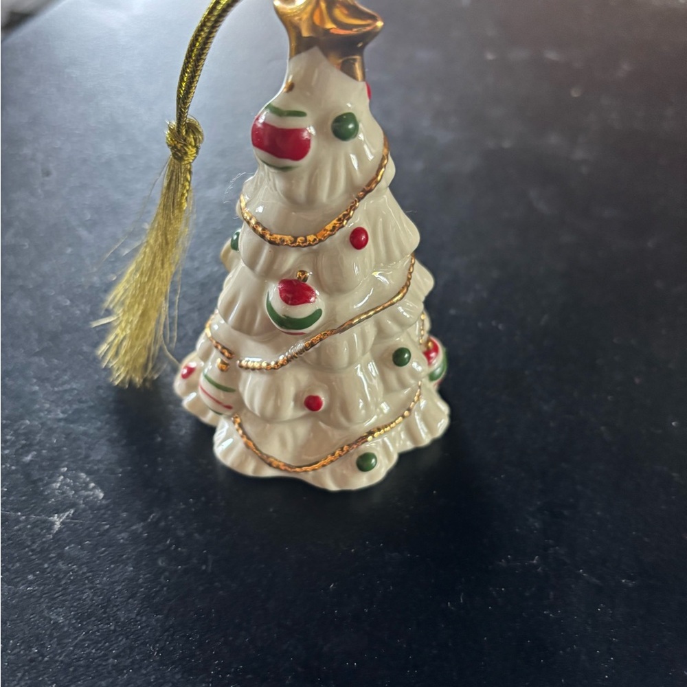 Holiday Ceramic Christmas Tree Ornament - Lenox Cream 24k Gold Trim
